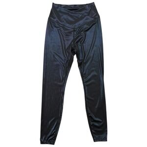 HALARA Shiny Midnight 7/8 Leggings S V Waist Faux Leather Glitter Stretch NWT